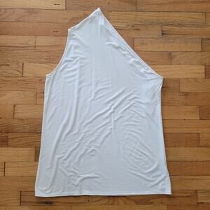 Babaton Aritzia Jersey Knit One Shoulder Top White Classic Minimalist Summer